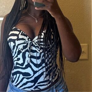 Black and white zebra print Victoria secret tankini in size 36B